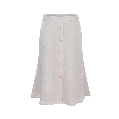 Pearl-Button A-Line Skirt