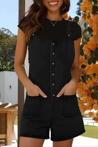 Button-Front Denim Romper