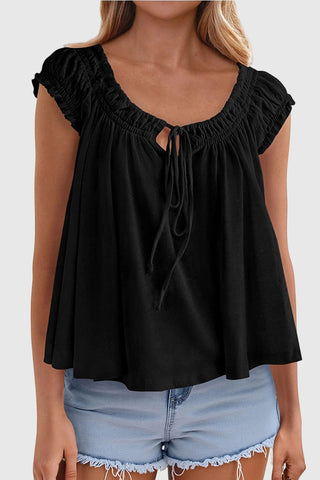 Tie-Front Ruffle Blouse