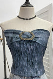 Strapless Smocked Camisole with Buckle Detail