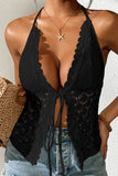 Lace Halter Tie-Front Tank Top