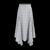 Plaid Asymmetric Skirt