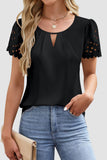 Scallop Sleeve Keyhole Blouse