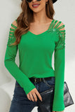 Strappy Embellished Shoulder T-Shirt