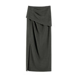 High-Waisted Draped Maxi Skirt