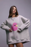 Cute Duck Graphic Oversized Sweatshirt