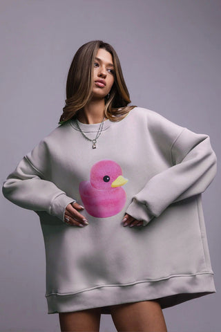 Cute Duck Graphic Oversized Sweatshirt