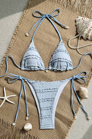 Textured Tie-String Bikini Set