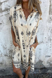 Printed Button-Front Casual Dress