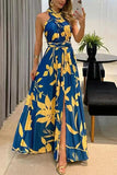 One-Shoulder Zebra Print Maxi Dress