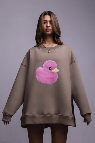 Cute Duck Graphic Oversized Sweatshirt