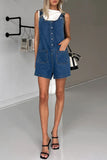 Button-Front Denim Romper