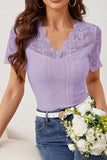 Scalloped V-Neck Lace Tee