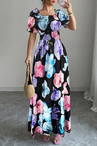 Floral Print Puff Sleeve Dress