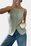 Button-Front Striped Tank Top