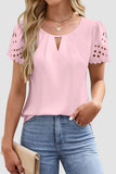 Scallop Sleeve Keyhole Blouse