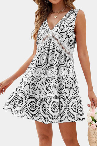 Print V-Neck Cocktail Dress