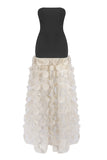 Strapless Evening Gown with Textured Skirt