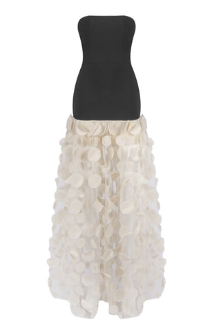 Strapless Evening Gown with Textured Skirt