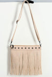 Fringe Crossbody Bag with Stud Accents