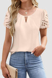 Scallop Sleeve Keyhole Blouse