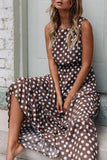 Sleeveless Polka Dot Midi Dress