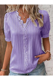 Lace-Trim Puff Sleeve T-Shirt