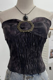 Strapless Smocked Camisole with Buckle Detail