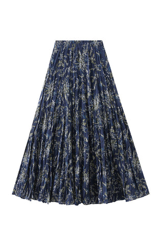 Pleated Maxi Skirt with Pattern