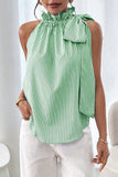 Striped Ruffle Tie-Shoulder Top