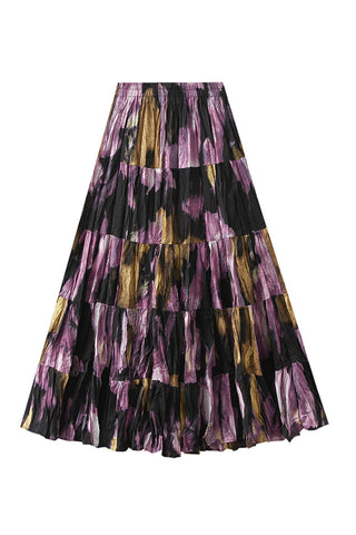 Pleated Maxi Skirt with Pattern