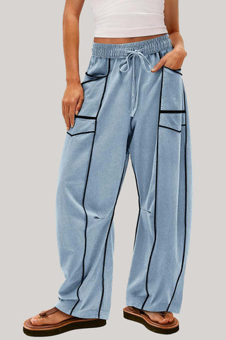 High-Waisted Relaxed Drawstring Trousers