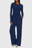 Long Sleeve Top and Wide-Leg Pants Set