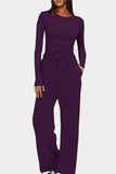Long Sleeve Top and Wide-Leg Pants Set