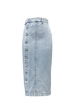 Button Detail Denim Midi Skirt