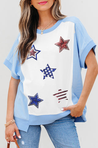 Star Patched Colorblock T Shirt