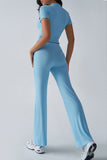 Short-Sleeve Crop Top and Pants Set