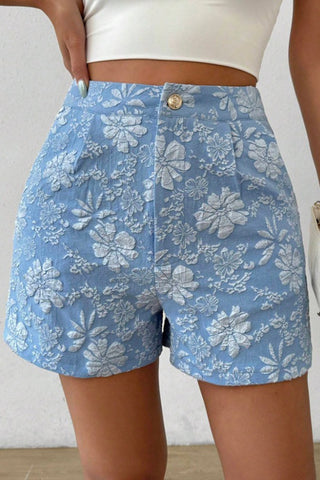 Floral Print High Waist Shorts