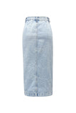 Button Detail Denim Midi Skirt
