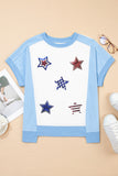 Star Patched Colorblock T Shirt