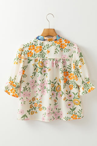 Floral Print V-Neck Blouse