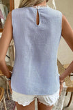 Striped Lace Trim Sleeveless Blouse
