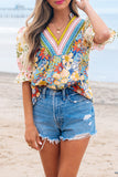 Floral Print V-Neck Blouse