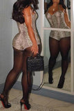 Halter Neck Snakeskin Print Short Set