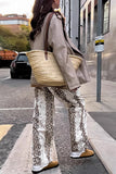 Snake Print Wide-Leg Casual Pants