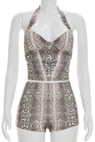 Halter Neck Snakeskin Print Short Set