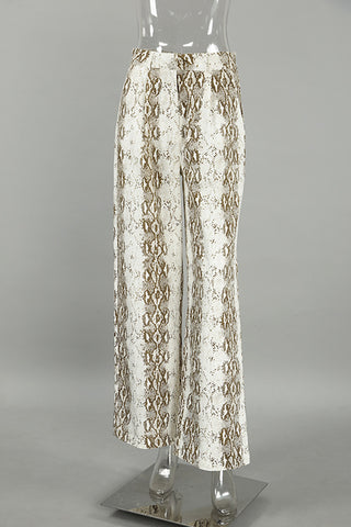 Snake Print Wide-Leg Casual Pants