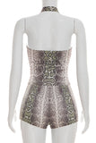 Halter Neck Snakeskin Print Short Set