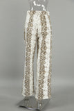Snake Print Wide-Leg Casual Pants