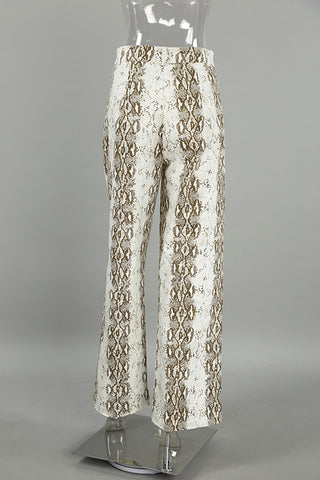 Snake Print Wide-Leg Casual Pants